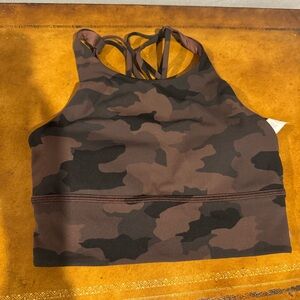 Lululemon Free to Be Wild Long Lines Sports Bra in Heritage 365 Brown Camo